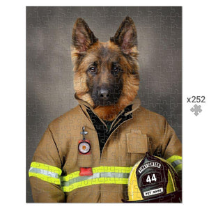 The Firefighter: Custom Pet Puzzle - Paw & Glory - #pet portraits# - #dog portraits# - #pet portraits uk#paw & glory, pet portraits Puzzle,pet portraits puzzle, dog paintings on puzzle, custom dog, pet portraits cartoon, cartoon pet portraits uk