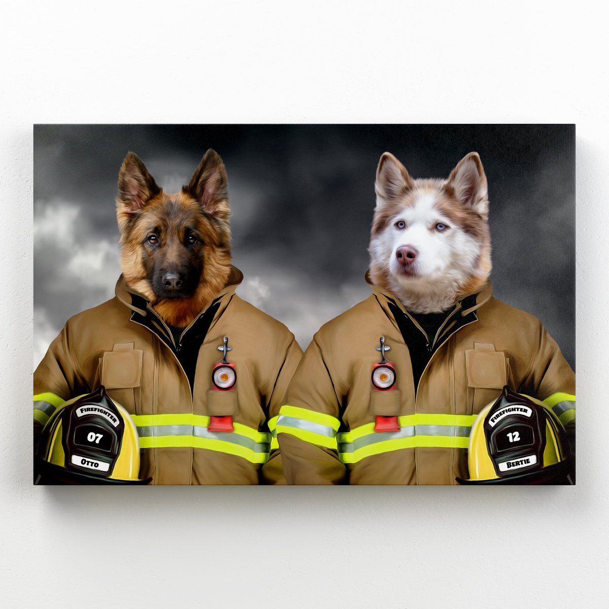 The Firemen: Custom Pet Canvas - Paw & Glory - #pet portraits# - #dog portraits# - #pet portraits uk#paw & glory, pet portraits canvas,dog photo on canvas, dog canvas painting, the pet canvas, dog canvas wall art, dog portrait canvas