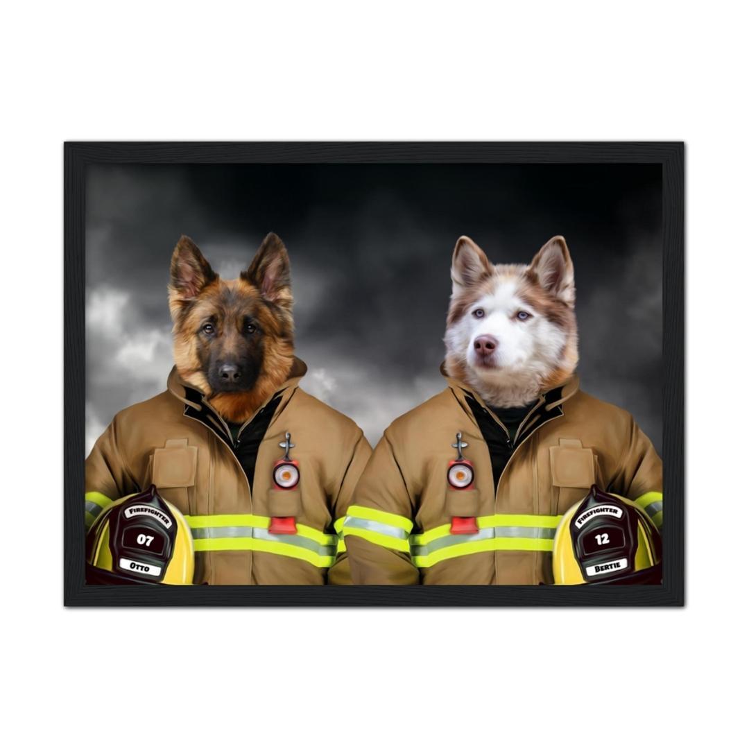 The Firemen: Custom Pet Portrait - Paw & Glory, pawandglory, pet portrait singapore, pictures for pets, painting of your dog, pet portraits in oils, minimal dog art, small dog portrait, pet portrait
