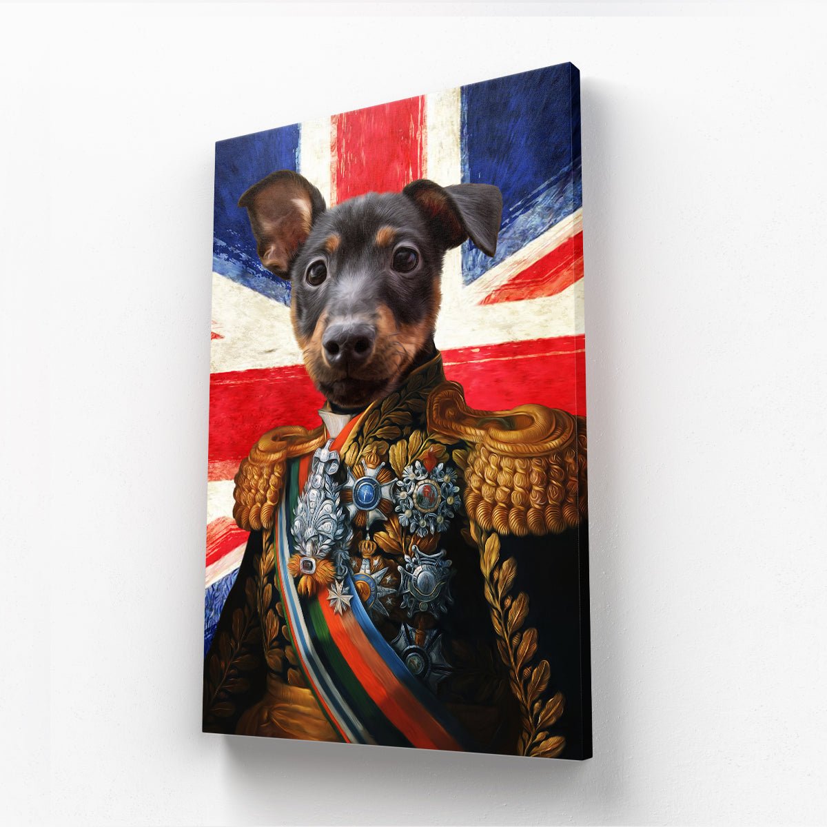The First Lieutenant British Flag Edition: Custom Pet Canvas - Paw & Glory - #pet portraits# - #dog portraits# - #pet portraits uk#paw & glory, custom pet portrait canvas,dog canvas bag, dog wall art canvas, dog canvas print, pet photo to canvas, pet canvas portraits