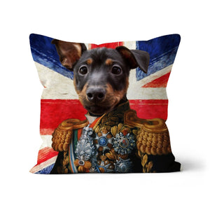 The First Lieutenant British Flag Edition: Custom Pet Cushion - Paw & Glory - #pet portraits# - #dog portraits# - #pet portraits uk#paw & glory, pet portraits pillow,pillows of your dog, dog on pillow, photo pet pillow, custom pillow of pet, dog personalized pillow
