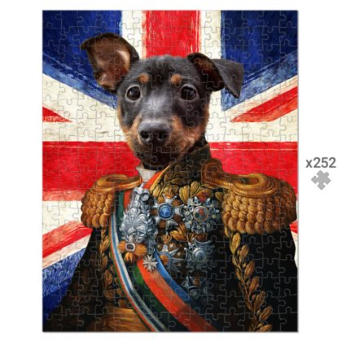 The First Lieutenant British Flag Edition: Custom Pet Puzzle - Paw & Glory - #pet portraits# - #dog portraits# - #pet portraits uk#paw and glory, custom pet portrait Puzzle,pet and owner portraits, dog portraits from photos, dog royal portrait, paintings of your dog, star wars pet