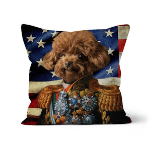 The First Lieutenant USA Flag Edition: Custom Pet Cushion - Paw & Glory - #pet portraits# - #dog portraits# - #pet portraits uk#paw & glory, custom pet portrait pillow,pillows of your dog, pillow with pet picture, print pet on pillow, pet face pillow, pup pillows