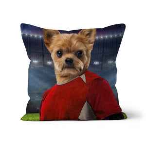 The Football Player: Custom Pet Cushion - Paw & Glory - #pet portraits# - #dog portraits# - #pet portraits uk#pawandglory, pet art pillow,pillow personalized, pillow custom, personalised pet pillows, pet pillow, personalised dog pillows