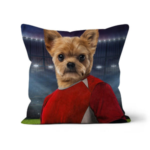 The Football Player: Custom Pet Cushion - Paw & Glory - #pet portraits# - #dog portraits# - #pet portraits uk#paw and glory, pet portraits cushion,dog on pillow, pet print pillow, print pet on pillow, custom cat pillows, pet face pillow