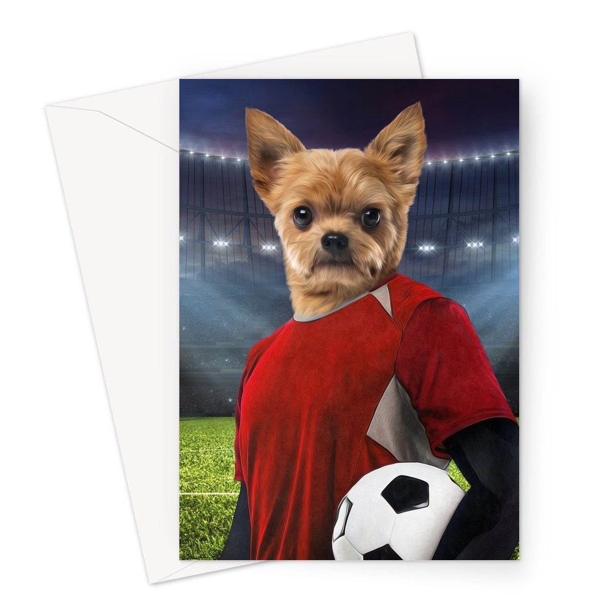 The Football Player: Custom Pet Greeting Card - Paw & Glory - pawandglory, painting pets, animal portrait pictures, pet portrait singapore, custom pet portraits south africa, pet portraits in oils, pet portrait