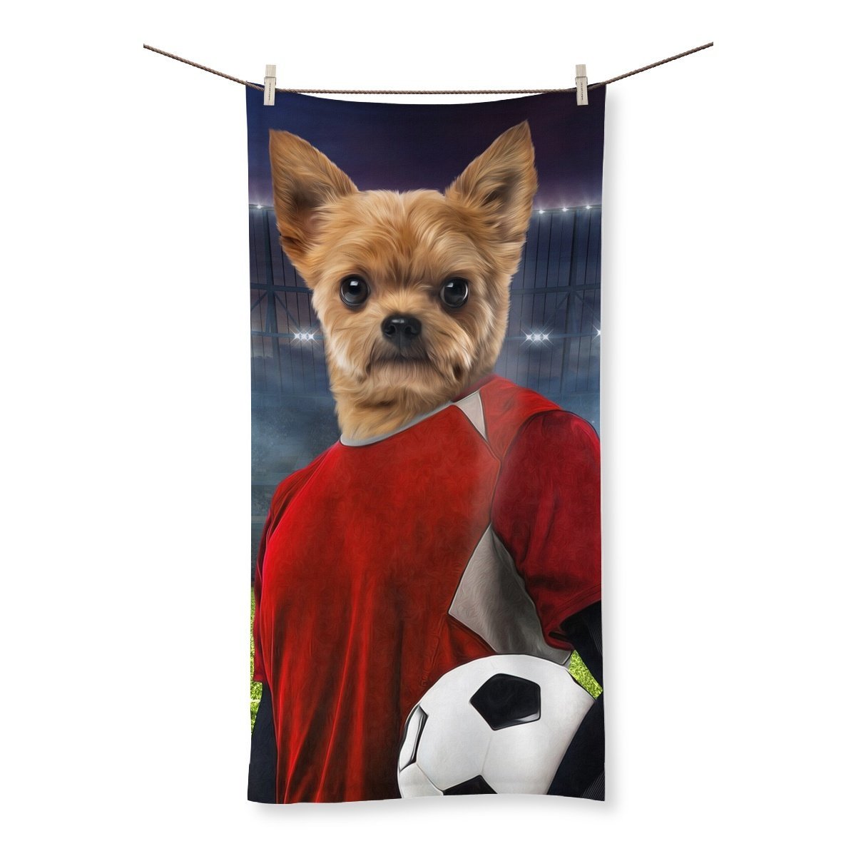 The Football Player: Custom Pet Towel - Paw & Glory - #pet portraits# - #dog portraits# - #pet portraits uk#Paw & Glory, pawandglory, in home pet photography, paintings of pets from photos, in home pet photography, pictures for pets, hogwarts dog houses, cat picture painting, pet portrait,custom pet portrait Towel