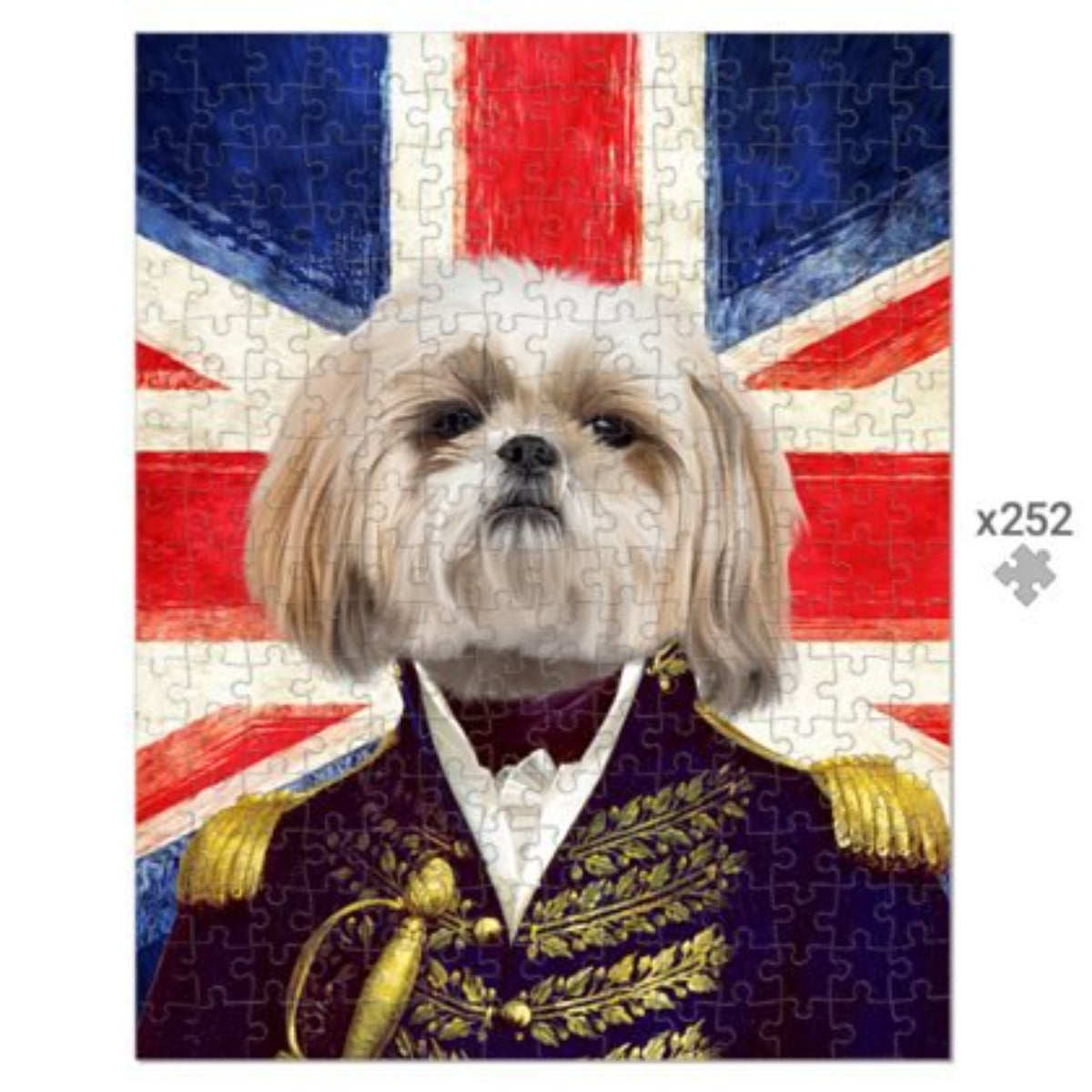 The General - British Flag Edtion: Custom Pet Puzzle - Paw & Glory - #pet portraits# - #dog portraits# - #pet portraits uk#paw and glory, pet portraits Puzzle,personalised pet portraits uk, custom pet puzzle, paw portraits, pet and owner portraits uk, pet royal portraits