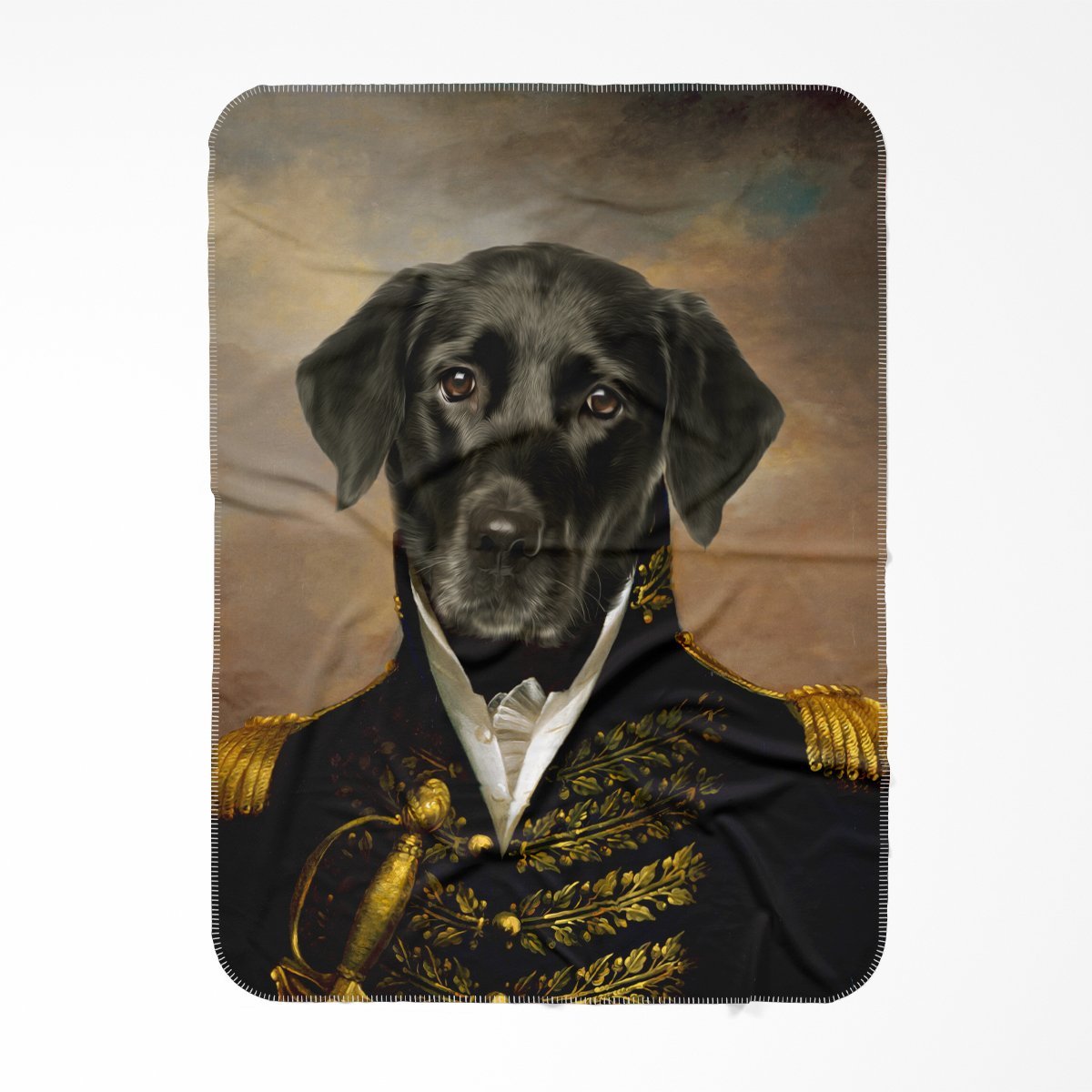 The General: Custom Pet Blanket - Paw & Glory - #pet portraits# - #dog portraits# - #pet portraits uk#Pawandglory, Pet art blanket,dog picture on blanket, fleece blanket with dogs on it, photo blanket pet, personalised puppy blankets, pet on blanket