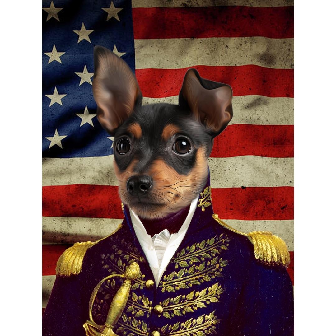 The General - USA Flag Edition: Custom Digital Pet Portrait - Paw & Glory, paw and glory, admiral pet portrait, best dog paintings, professional pet photos, painting of your dog, best dog paintings, drawing pictures of pets, pet portrait