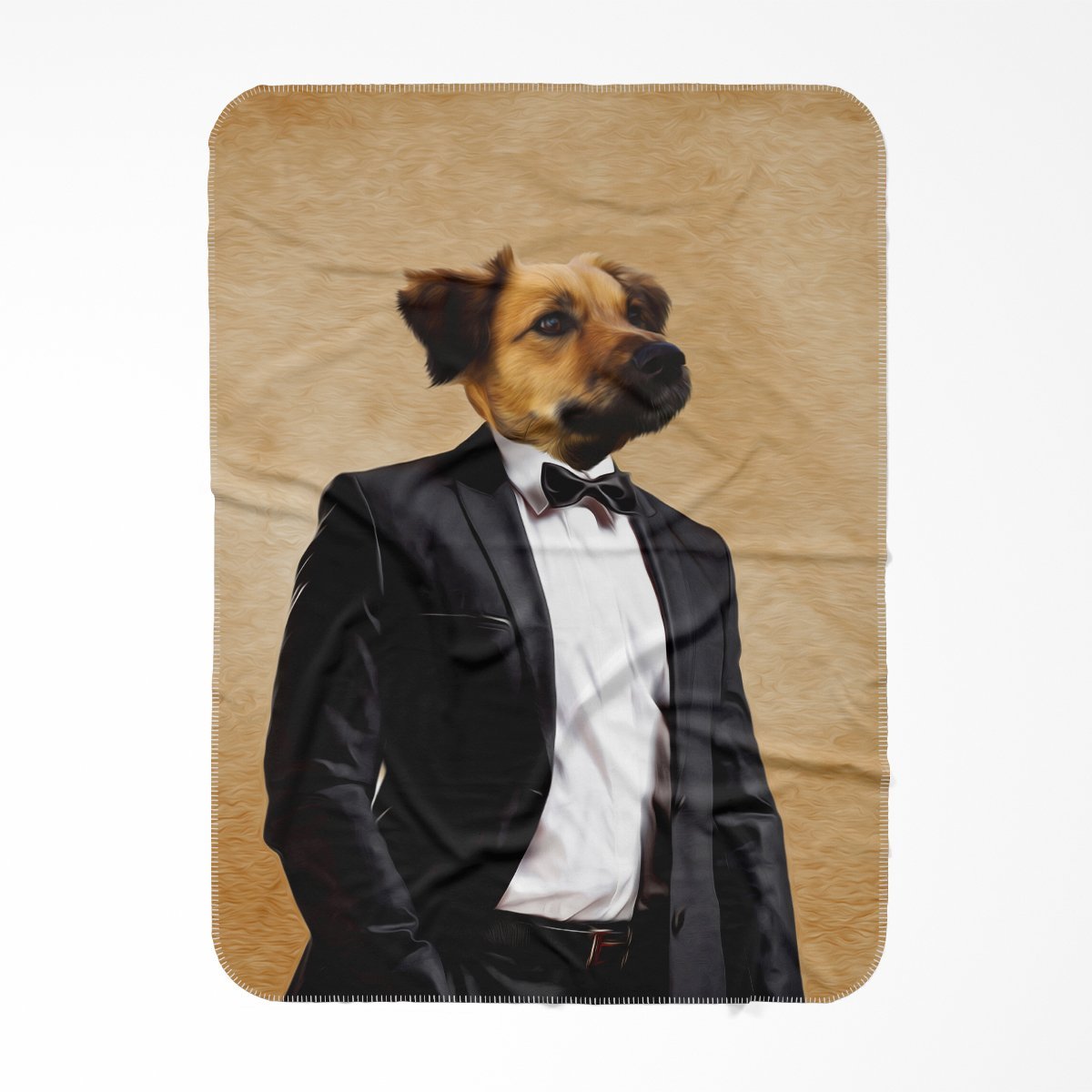 The Gentleman: Custom Pet Blanket - Paw & Glory - #pet portraits# - #dog portraits# - #pet portraits uk#Pawandglory, Pet art blanket,pet sherpa blanket, blanket with a picture of my dog, soft blankets for dogs, pet image blanket, fleece animal blanket