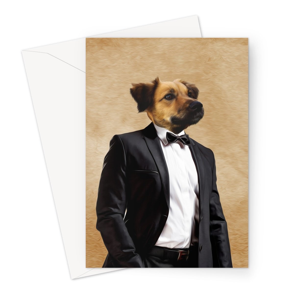The Gentleman: Custom Pet Greeting Card - Paw & Glory - paw and glory, draw your pet portrait, pet portraits, fancy pet portraits, custom pet portraits south africa, paintings of pets from photos, drawing dog portraits, pet portraits