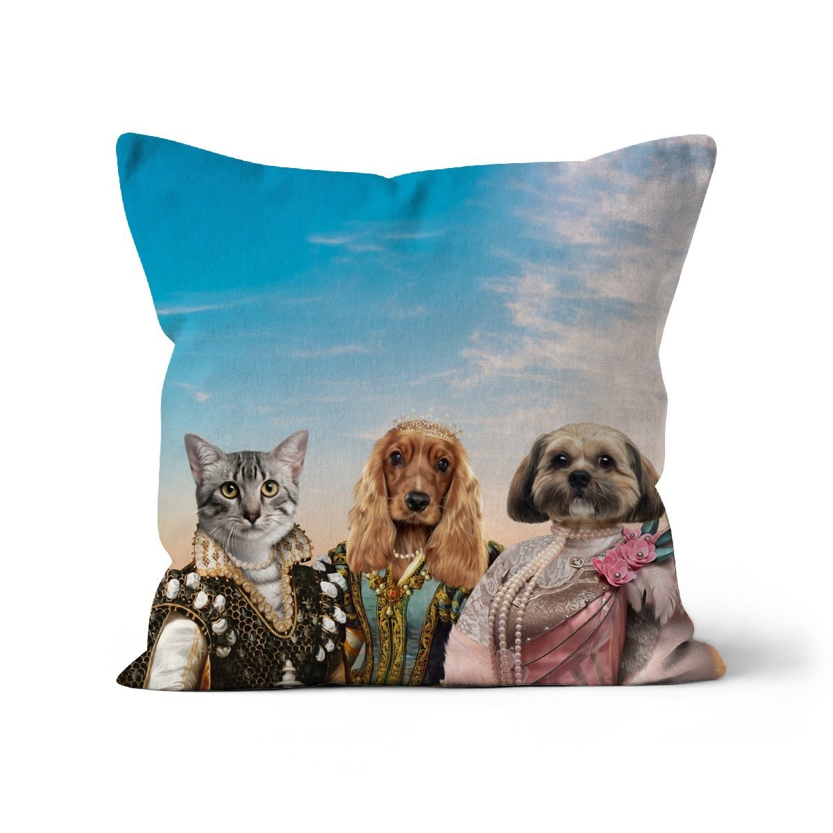 The Girlfriends: Custom 3 Pet Cushion - Paw & Glory - #pet portraits# - #dog portraits# - #pet portraits uk#pawandglory, pet art pillow,dog on pillow, pet print pillow, print pet on pillow, custom cat pillows, pet face pillow
