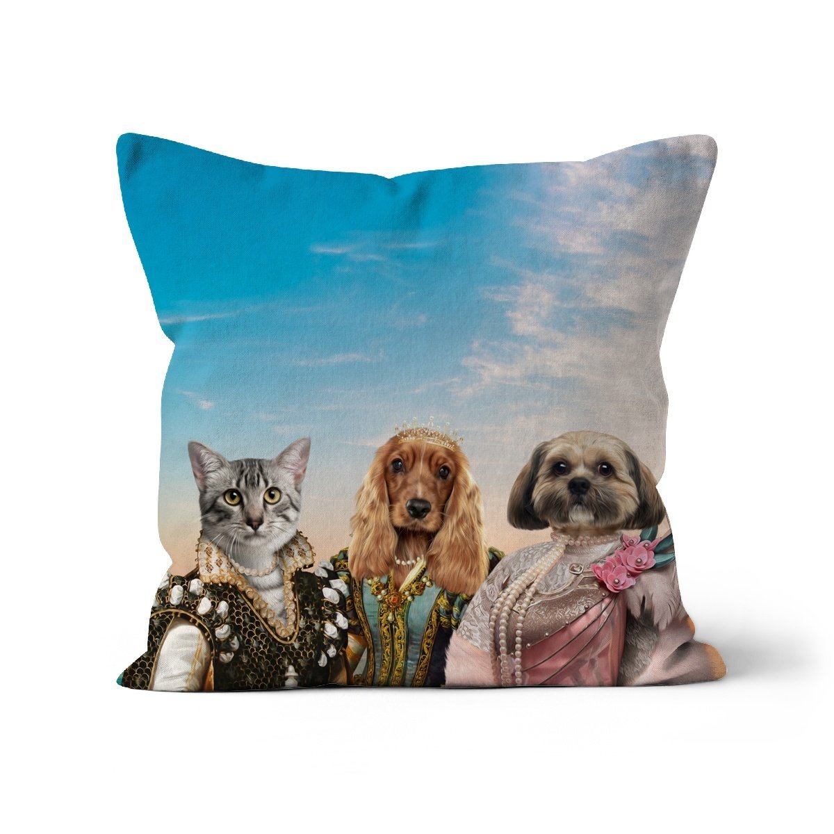 The Girlfriends: Custom 3 Pet Cushion - Paw & Glory - #pet portraits# - #dog portraits# - #pet portraits uk#pawandglory, pet art pillow,dog on pillow, pet print pillow, print pet on pillow, custom cat pillows, pet face pillow