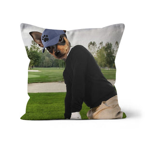 The Golfer: Custom Pet Cushion - Paw & Glory - #pet portraits# - #dog portraits# - #pet portraits uk#paw & glory, pet portraits pillow,pillow personalized, pet pillow, pillow custom, personalised dog pillows, personalised pet pillows