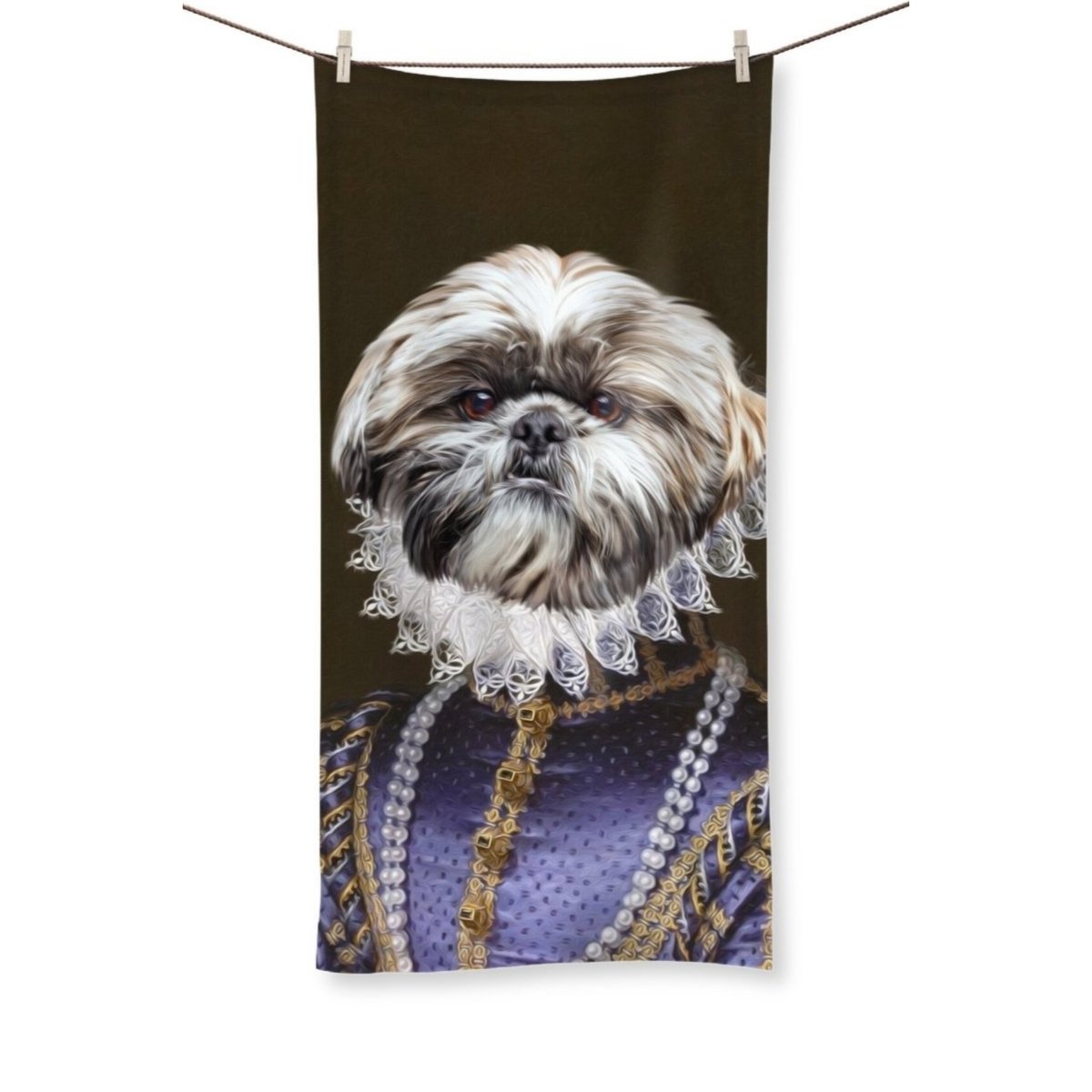 The Grand Duchess: Custom Pet Towel - Paw & Glory - #pet portraits# - #dog portraits# - #pet portraits uk#Paw & Glory, pawandglory, paw portraits, minimal dog art, paintings of pets from photos, painting of your dog, dog portrait images, pet portraits,custom pet portrait Towel