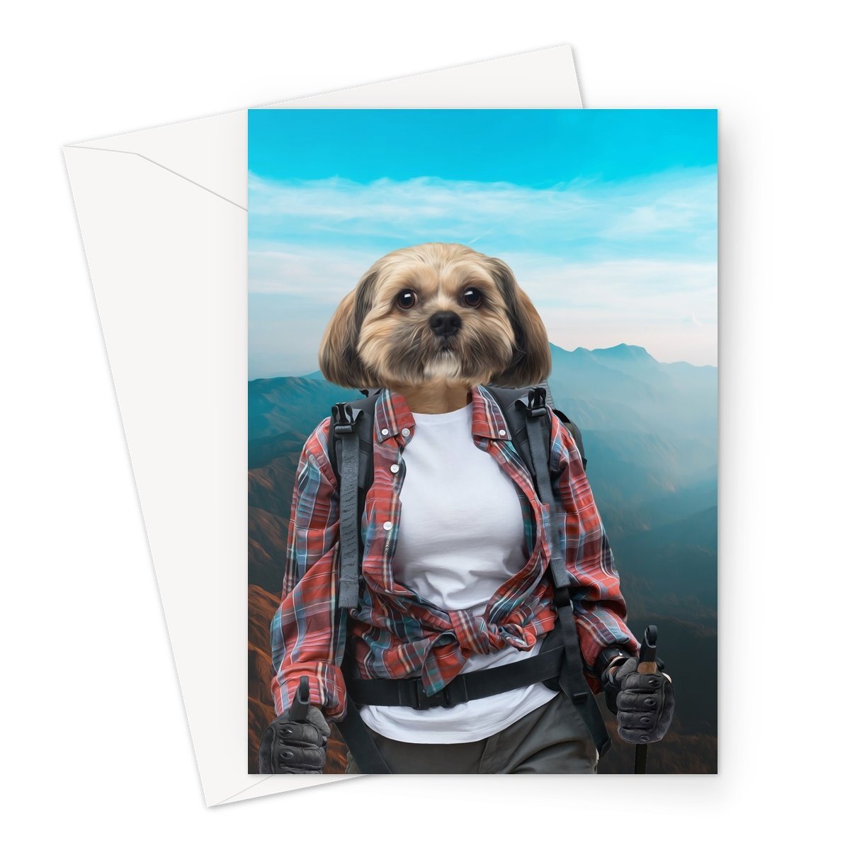 The Hiker: Custom Pet Greeting Card - Paw & Glory - #pet portraits# - #dog portraits# - #pet portraits uk#pet oil paintings, oil paint pet portraits, custom pet oil painting, pet photo, custom dog, Pet portraits, Purr and mutt