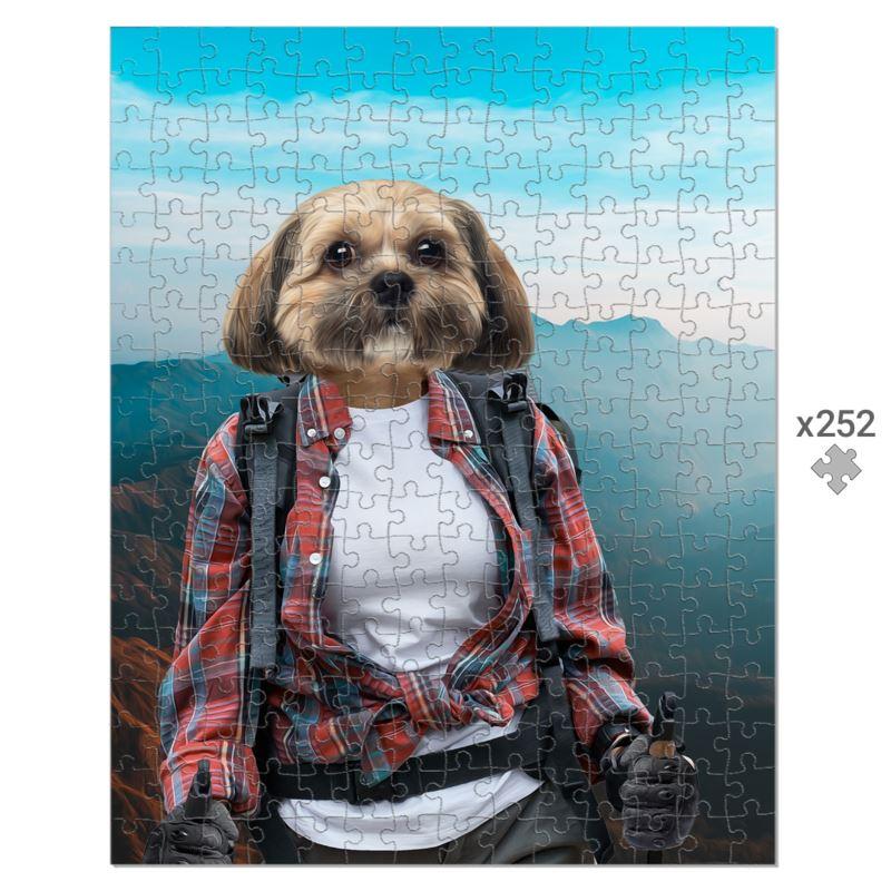 The Hiker: Custom Pet Puzzle - Paw & Glory - #pet portraits# - #dog portraits# - #pet portraits uk#paw & glory, custom pet portrait Puzzle,regal dog portraits uk, noble puzzle portrait, regal cat portraits, personalized dog and owner puzzle uk, portrait of animals