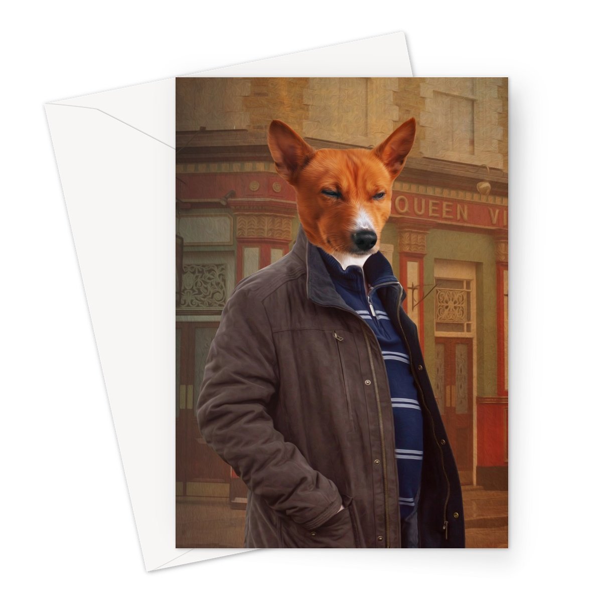 The Ian Beale (Eastenders Inspired): Custom Pet Greeting Card - Paw & Glory - paw and glory, for pet portraits, dog astronaut photo, dog drawing from photo, dog canvas art, louvenir pet portrait, dog drawing from photo, pet portrait