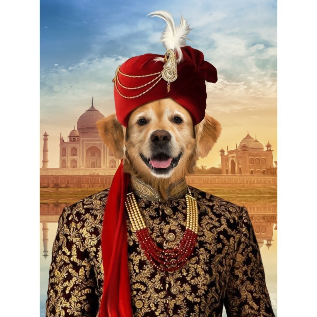The Indian Raja Digital Portrait - Paw & Glory, paw and glory, funny cat portraits, dog and owner painting, renaissance paintings dog, anniversary gifts by year, victorian animal portraits, admiral pet portrait, pet portraits