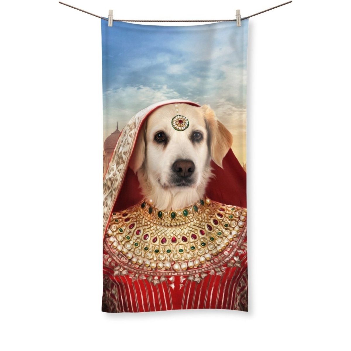 The Indian Rani: Custom Pet Towel - Paw & Glory - #pet portraits# - #dog portraits# - #pet portraits uk#Paw & Glory, paw and glory, dog drawing from photo, dog portrait images, dog portraits admiral, aristocrat dog painting, cat picture painting, dog astronaut photo, pet portraits,pet portraits Towel