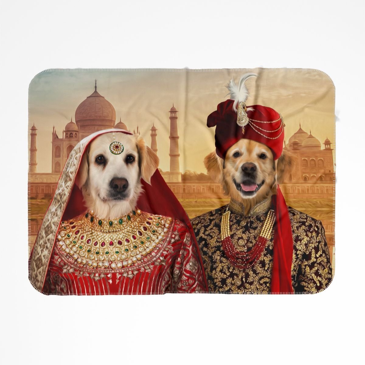 The Indian Royals: Custom 2 Pet Blanket - Paw & Glory - #pet portraits# - #dog portraits# - #pet portraits uk#Pawandglory, Pet art blanket,dog blanket embroidered, fleece blanket for dogs, make your own dog blanket, put your dog's face on a blanket, blankets with pets pictures on them, dog blanket custom