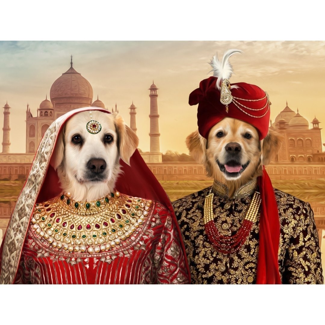 The Indian Royals Digital Portrait - Paw & Glory, paw and glory, photo of your pet, dog pictures art, instagram pet portraits, pet gift card, renaissance pet and owner portraits, crown and paw uk, pet portraits