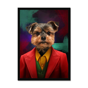 The Joker: Custom Framed Pet Portrait - Paw & Glory, paw and glory, puppy portraits, dog art uk, dog as general, paw print medals, pet renaissance painting, dog medieval portrait, pet portrait