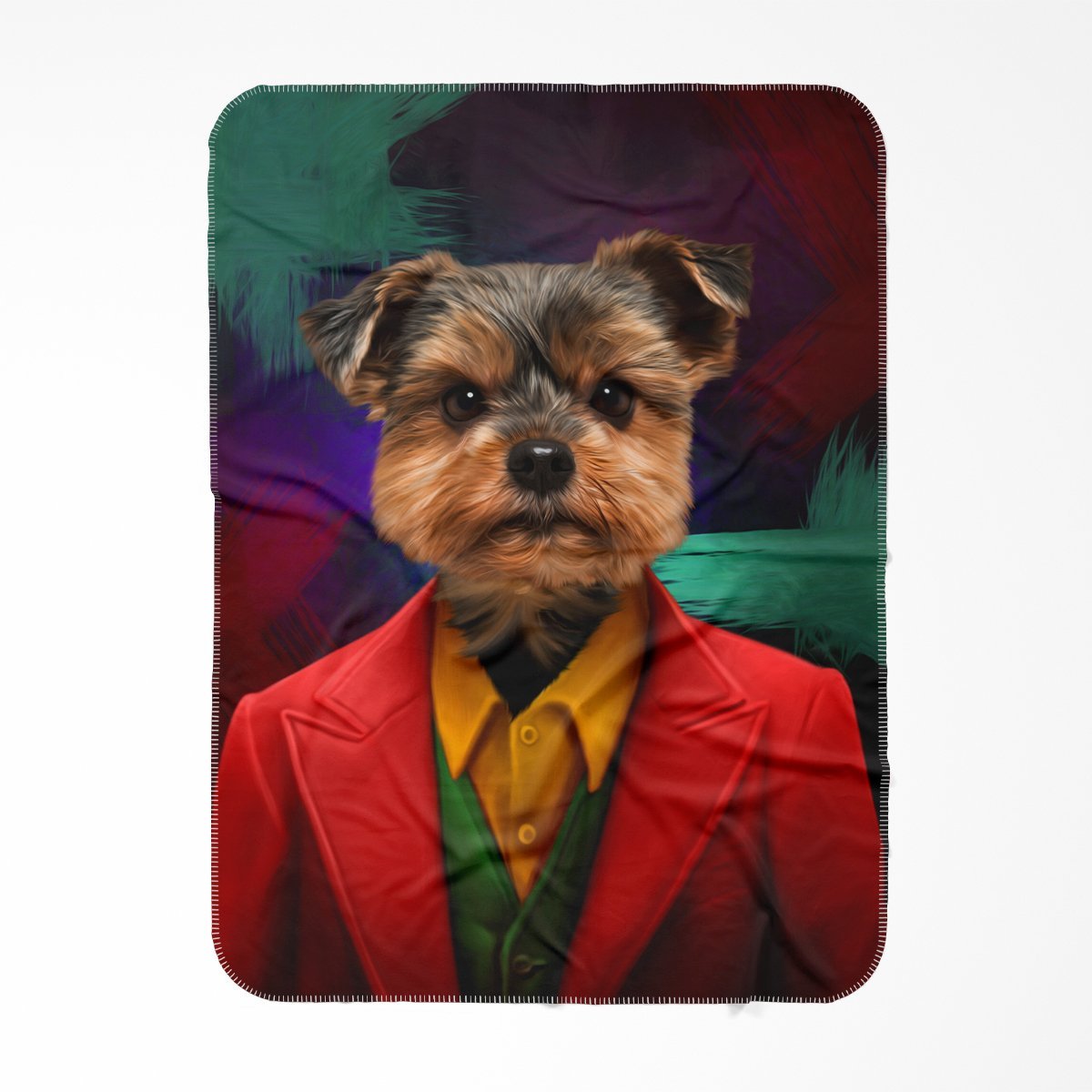 The Joker: Custom Pet Blanket - Paw & Glory - #pet portraits# - #dog portraits# - #pet portraits uk#Paw and glory, Pet portraits blanket,Pet art, custom dogs, paw prints gifts, pet portrait by, pet portraits in oils