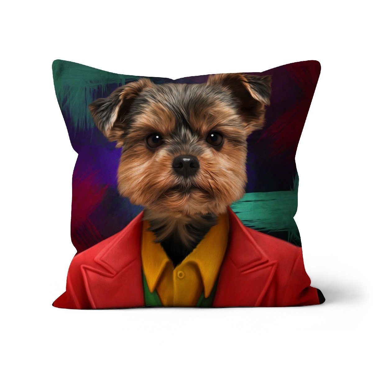 The Joker: Custom Pet Throw Pillow - Paw & Glory - #pet portraits# - #dog portraits# - #pet portraits uk#pawandglory, pet art pillow,dog on pillow, custom cat pillows, pet pillow, custom pillow of pet, pillow personalized