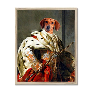The King: Custom Framed Pet Portrait - Paw & Glory, paw and glory, personalized dog products, personalised pet drawings, 3 dogs painting, fun pet portraits, paint my dog on canvas, professional pet portraits, pet portraits