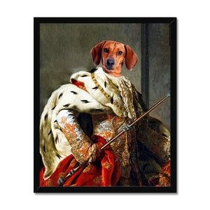 The King: Custom Framed Pet Portrait - Paw & Glory, paw and glory, willow pet portrait, dog portraits renaissance, dog photographer, family photoshoot with pets, fancy dog painting, custom dog paintings, pet portrait