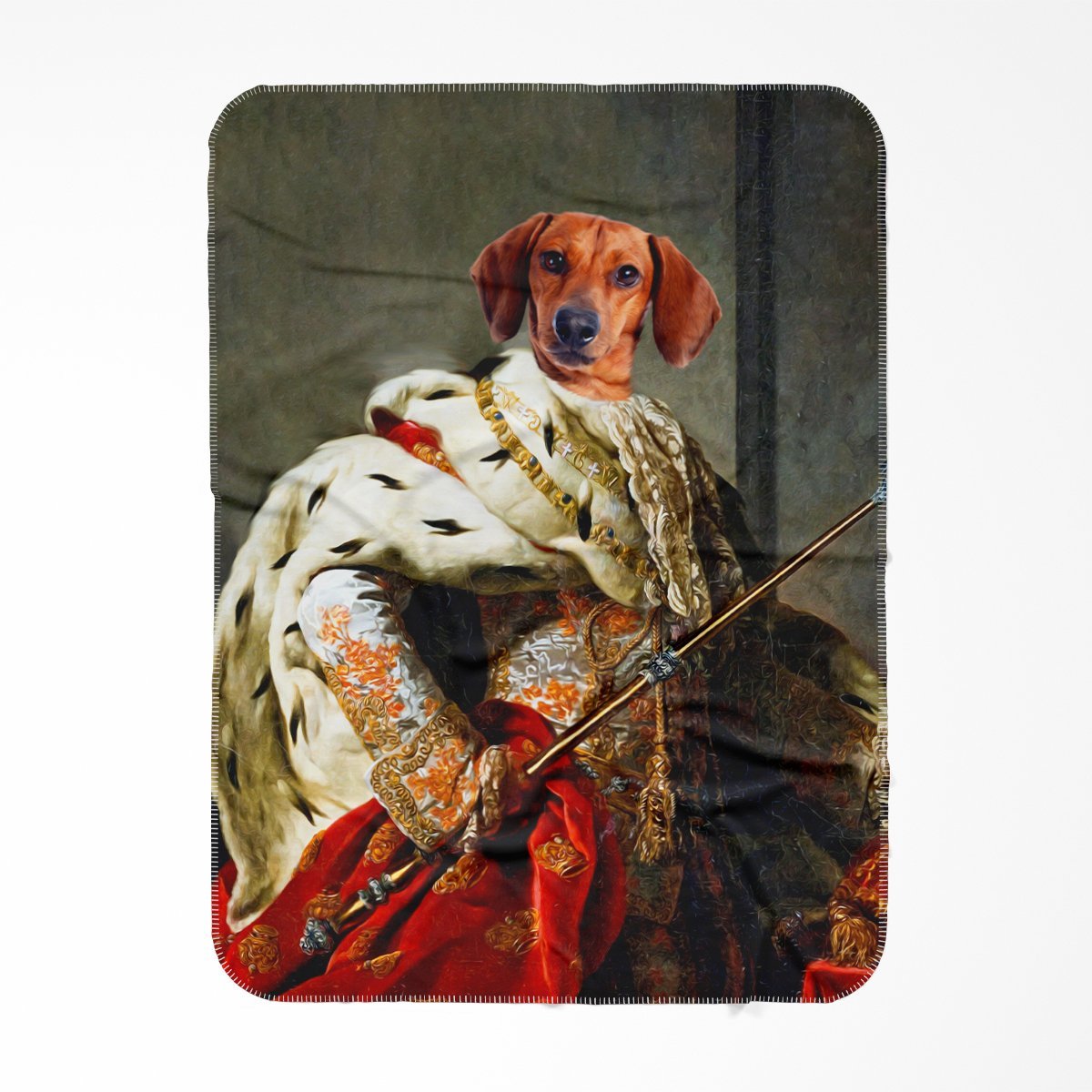 The King: Custom Pet Blanket - Paw & Glory - #pet portraits# - #dog portraits# - #pet portraits uk#Pawandglory, Pet art blanket,personalized cat blanket, pet art blanket, renaissance dog portraits uk, historical pet portraits uk, oil paintings of dogs