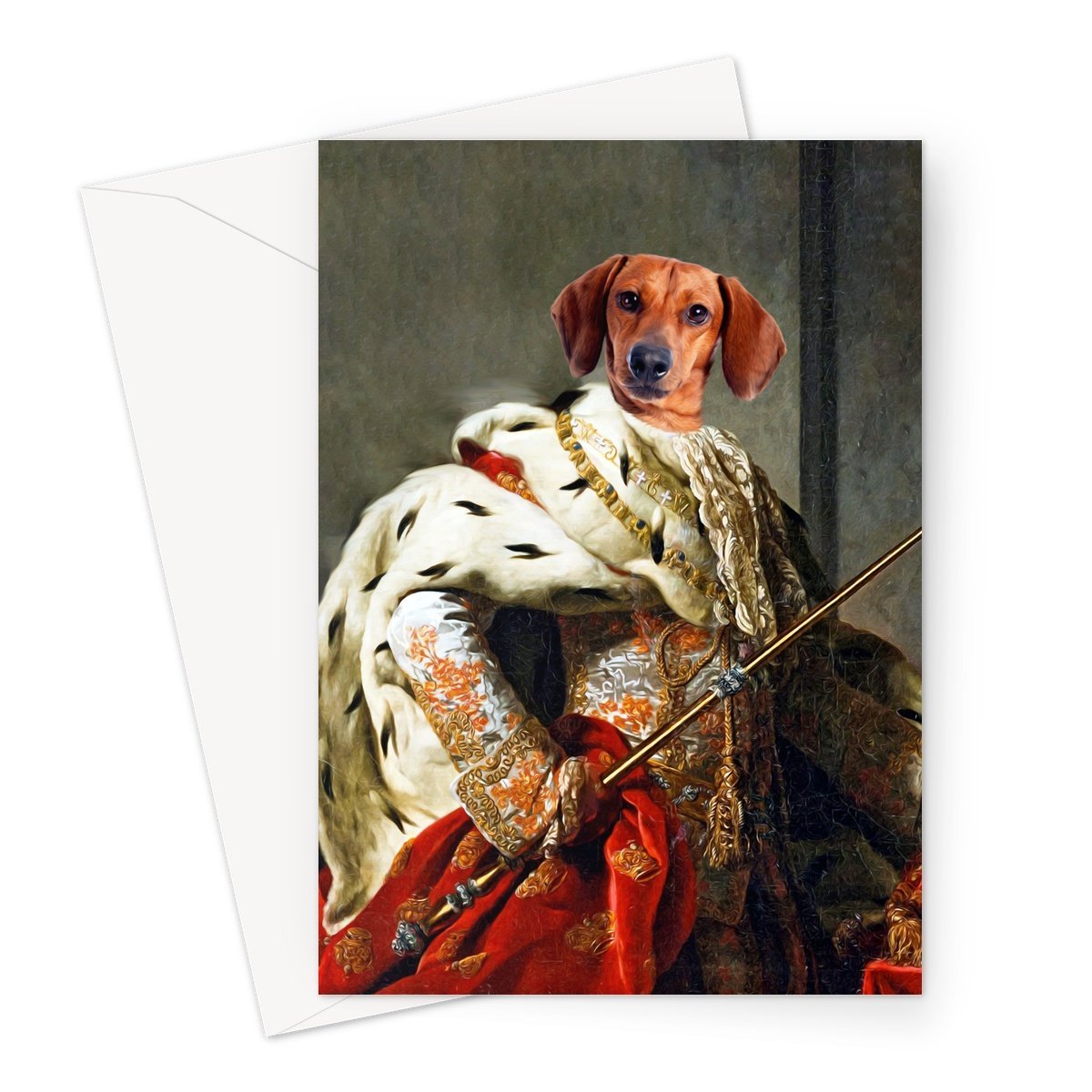 The King: Custom Pet Greeting Card - Paw & Glory - paw and glory, pet portraits black and white, painting pets, cat portrait painting, drawing pictures of pets, admiral pet portrait, paintings of pets from photos, pet portraits