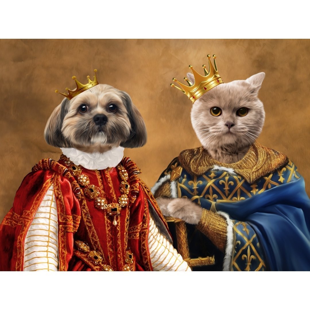 The King & Queen: Custom Pet Digital Portrait - Paw & Glory, paw and glory, portrait with dog, dog into portrait, custom cat canvas, have your dog painted, websites like crown and paw, dog art from photo, pet portraits