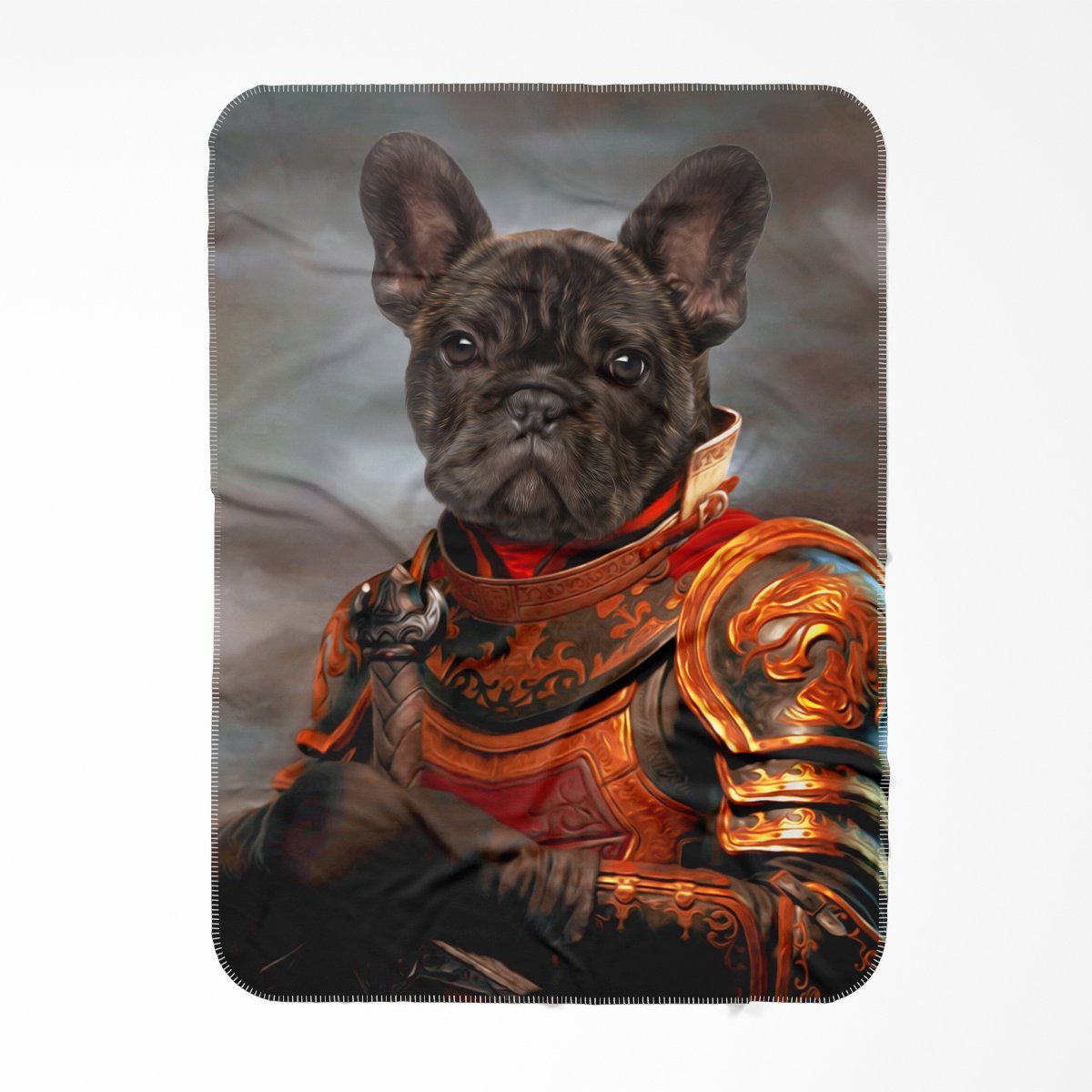 The Knight: Custom Pet Blanket - Paw & Glory - #pet portraits# - #dog portraits# - #pet portraits uk#Pawandglory, Pet art blanket,portrait of your dog, pet photo studio, print of your dog, dog in uniform, turn pet photos to art