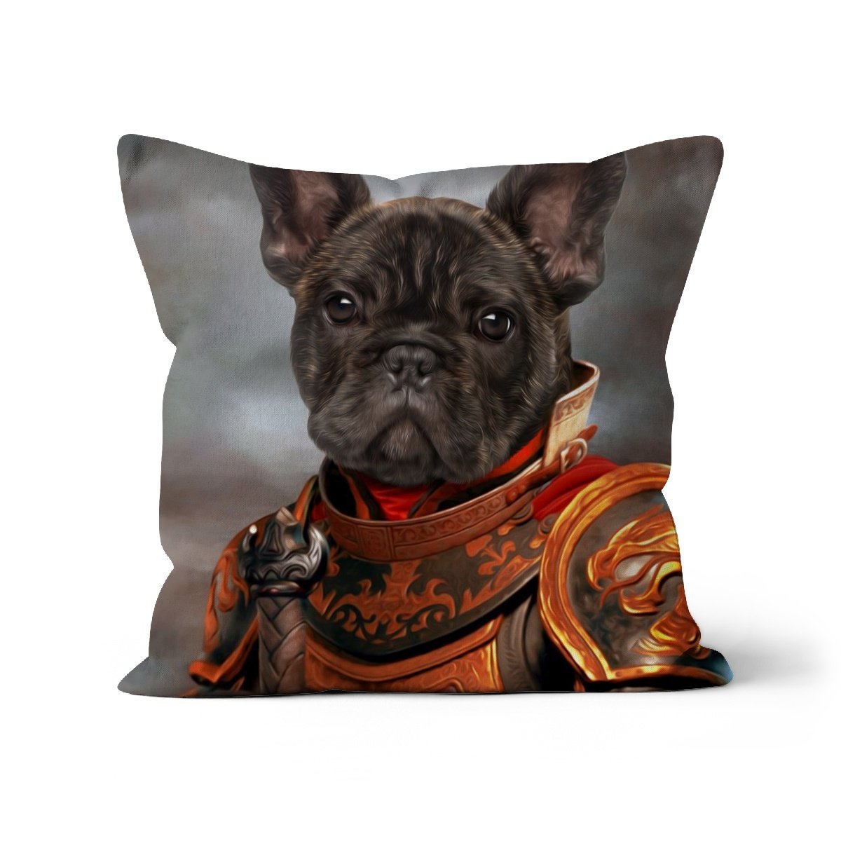 The Knight: Custom Pet Throw Pillow - Paw & Glory - #pet portraits# - #dog portraits# - #pet portraits uk#paw & glory, custom pet portrait pillow,dog memory pillow, pillow with pet picture, dog on pillow, dog memory pillow, pet pillow