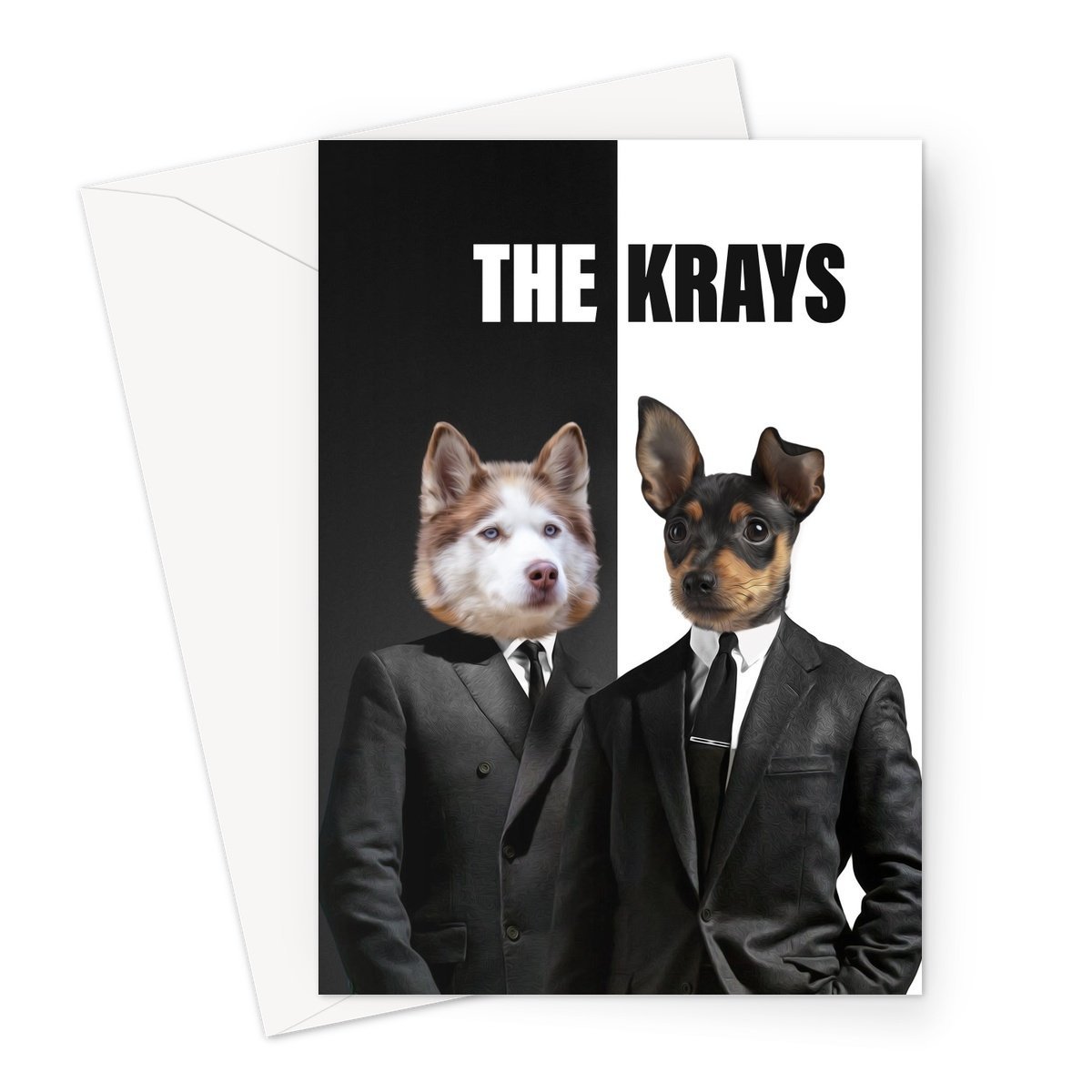 The Krays: Custom Pet Greeting Card - Paw & Glory - paw and glory, in home pet photography, dog portraits colorful, admiral dog portrait, dog drawing from photo, cat picture painting, pet portraits
