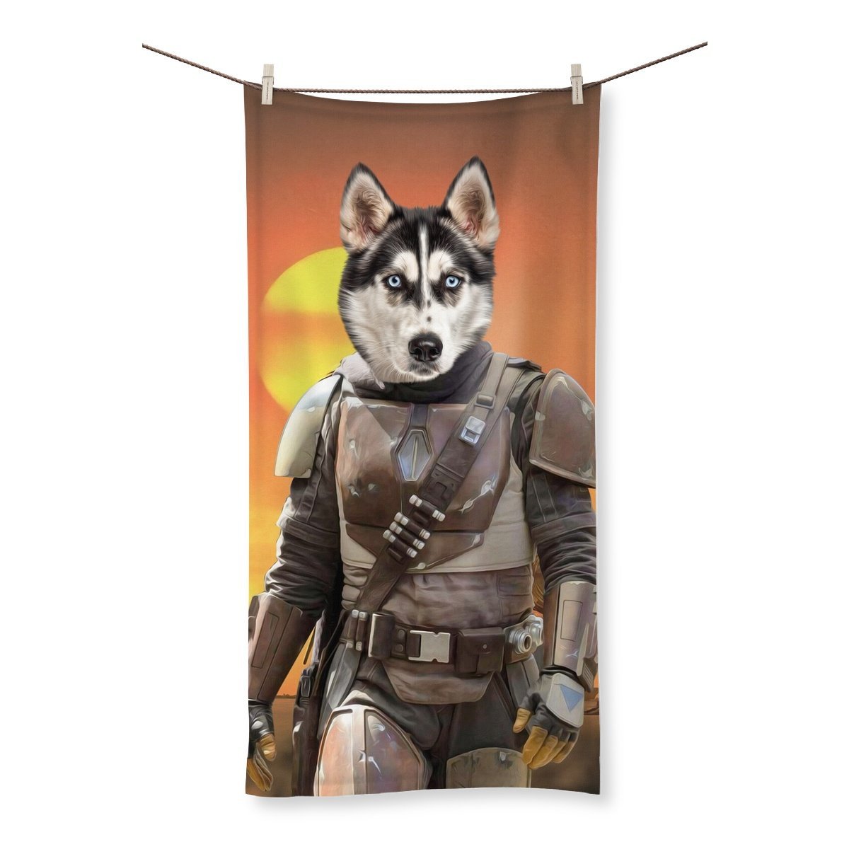 The Mando (Star Wars Inspired): Custom Pet Towel - Paw & Glory - #pet portraits# - #dog portraits# - #pet portraits uk#Paw & Glory, pawandglory, black cat portrait, animal portrait pictures, original pet portraits, dog astronaut photo, paintings of pets from photos, nasa dog portrait, pet portrait,pet portraits Towel
