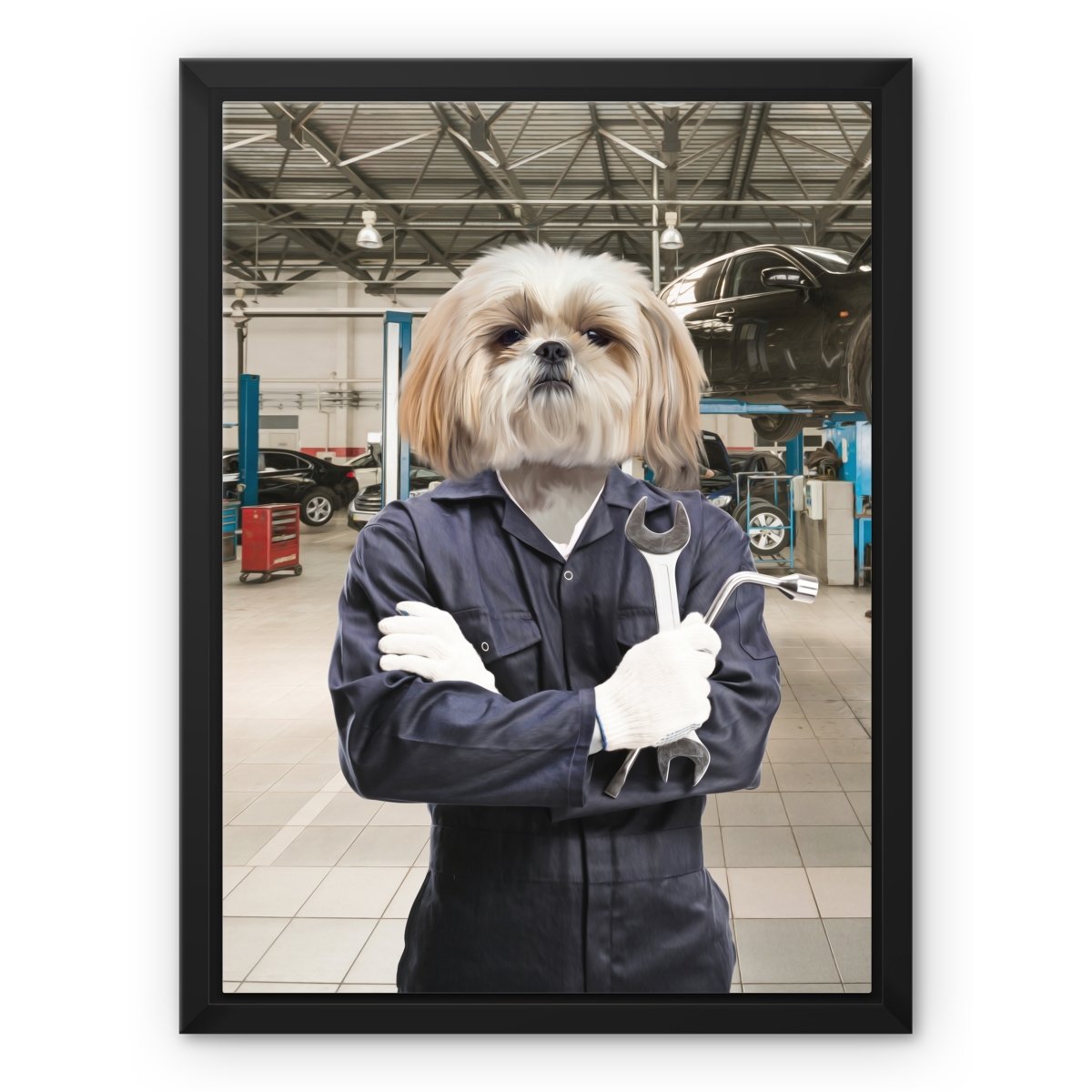 The Mechanic: Custom Pet Canvas - Paw & Glory - #pet portraits# - #dog portraits# - #pet portraits uk#paw & glory, pet portraits canvas,custom dog canvas, the pet canvas, canvas of my dog, pet canvas uk, pet on canvas reviews