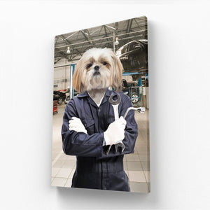 The Mechanic: Custom Pet Canvas - Paw & Glory - #pet portraits# - #dog portraits# - #pet portraits uk#paw & glory, pet portraits canvas,custom dog canvas, the pet canvas, canvas of my dog, pet canvas uk, pet on canvas reviews
