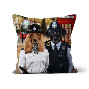 The Met Police Officers: Custom 2 Pet Throw Pillow - Paw & Glory - #pet portraits# - #dog portraits# - #pet portraits uk#paw & glory, pet portraits pillow,print pet on pillow, custom cat pillows, pet face pillow, pet print pillow, dog on pillow