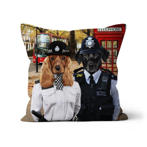 The Met Police Officers: Custom 2 Pet Throw Pillow - Paw & Glory - #pet portraits# - #dog portraits# - #pet portraits uk#paw and glory, pet portraits cushion,custom pillow of pet, pillows of your dog, dog on pillow, pet custom pillow, dog photo on pillow