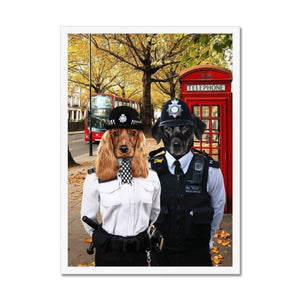 The Met Police Officers: Custom Framed 2 Pet Portrait - Paw & Glory, paw and glory, dog portrait images, aristocrat dog painting, admiral pet portrait, in home pet photography, hogwarts dog houses, pet portraits leeds, pet portrait