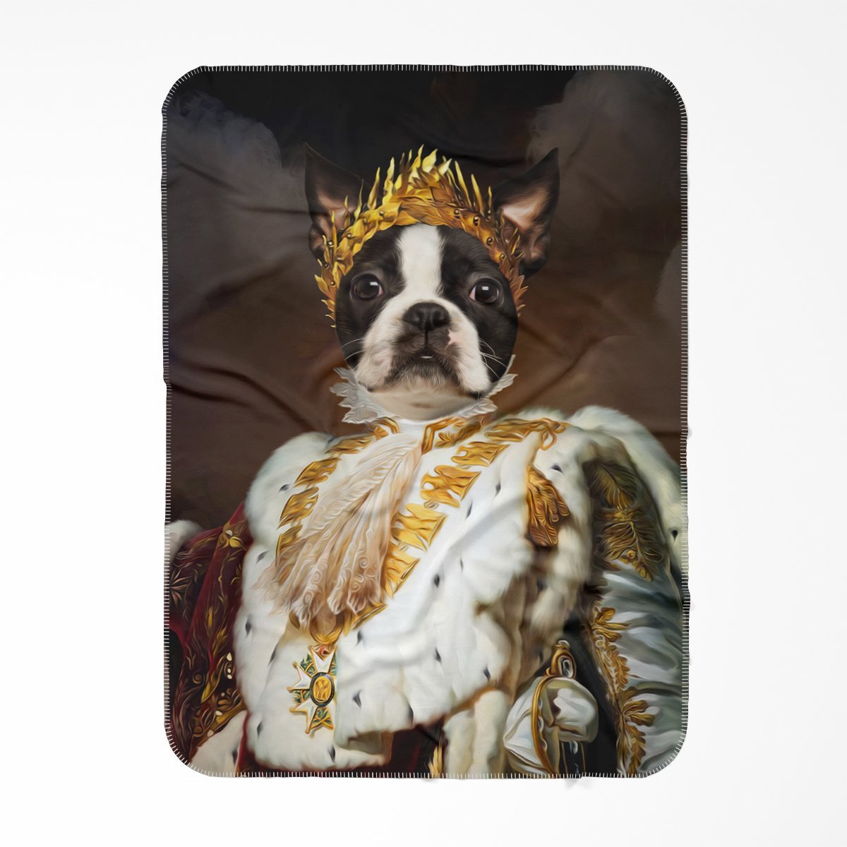 The Monarch: Custom Pet Blanket - Paw & Glory - #pet portraits# - #dog portraits# - #pet portraits uk#Paw and glory, Pet portraits blanket,dog in uniform, pet portraits in oils, Pet art, painting of your dog, dog paintings from photo