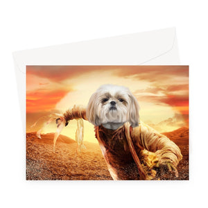 The Mummy: Custom Pet Greeting Card - Paw & Glory - paw and glory, dog portrait painting, aristocrat dog painting, custom pet painting, pet portraits black and white, aristocrat dog painting, funny dog paintings, pet portraits