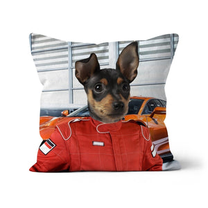 The Nascar Racer: Custom Pet Cushion - Paw & Glory - #pet portraits# - #dog portraits# - #pet portraits uk#paw & glory, pet portraits pillow,dog pillows personalized, pet face pillows, dog photo on pillow, custom cat pillows, pillow with pet picture