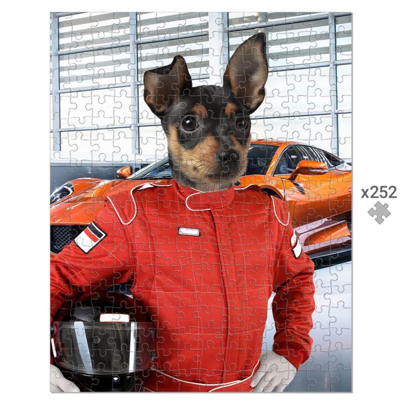 The Nascar Racer: Custom Pet Puzzle - Paw & Glory - #pet portraits# - #dog portraits# - #pet portraits uk#paw and glory, pet portraits Puzzle,dog in suits, custom pet portraits, painting of pets, portrait of pet from photo, dog pet puzzle