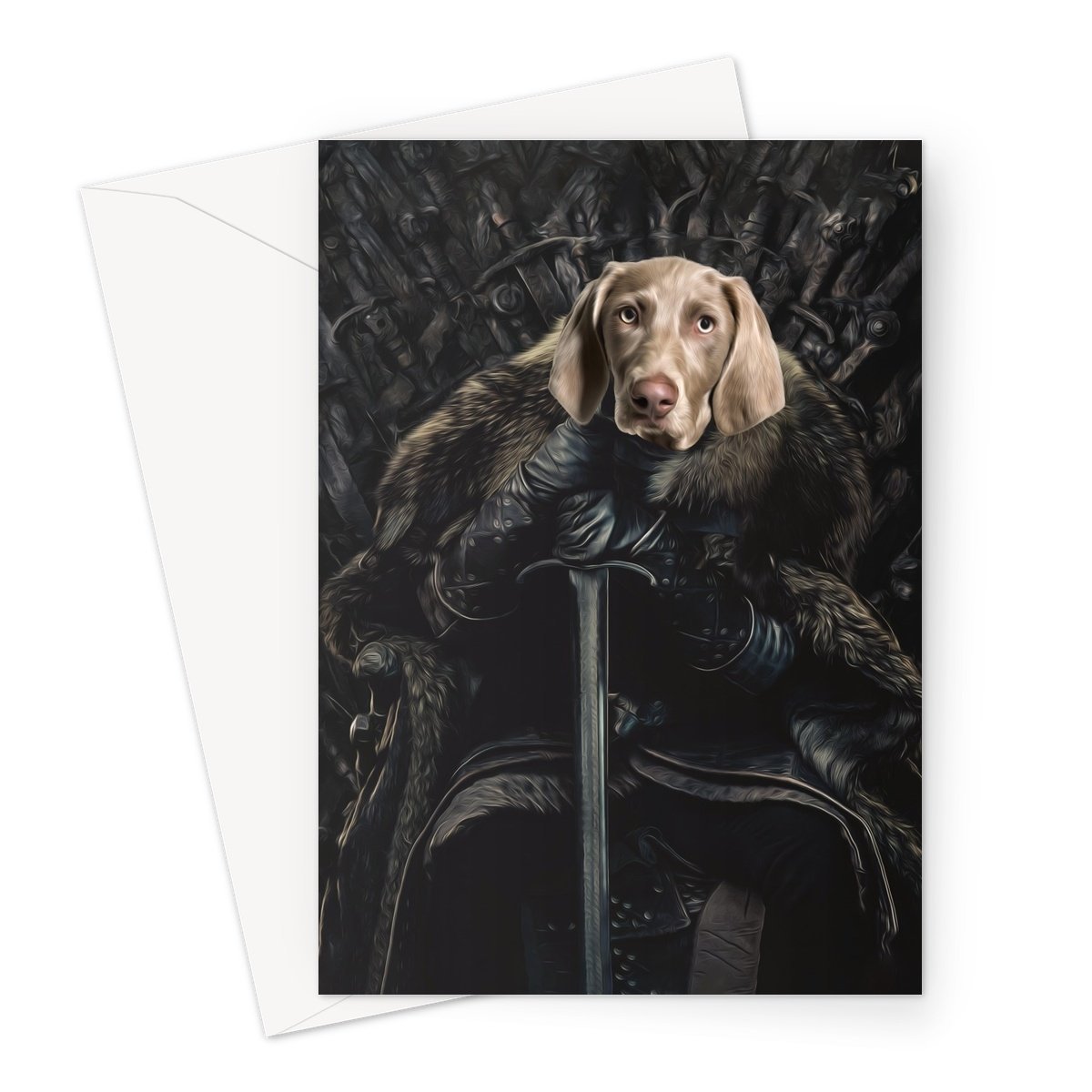 The Night King: Custom Pet Greeting Card - Paw & Glory - paw and glory, for pet portraits, in home pet photography, dog portraits as humans, louvenir pet portrait, pet portraits usa, aristocrat dog painting, pet portraits