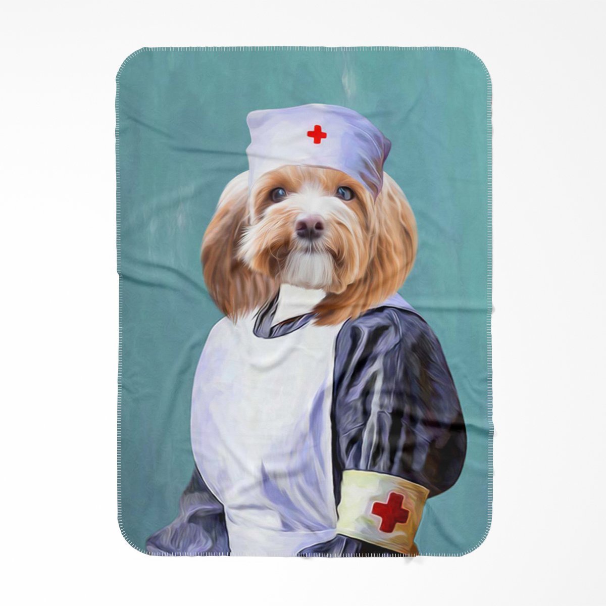 The Nurse: Custom Pet Blanket - Paw & Glory - #pet portraits# - #dog portraits# - #pet portraits uk#Paw and glory, Pet portraits blanket,best blanket for dog, fluffy dog blanket, personalized blanket for dog, pet blanket uk, sherpa blanket for dogs